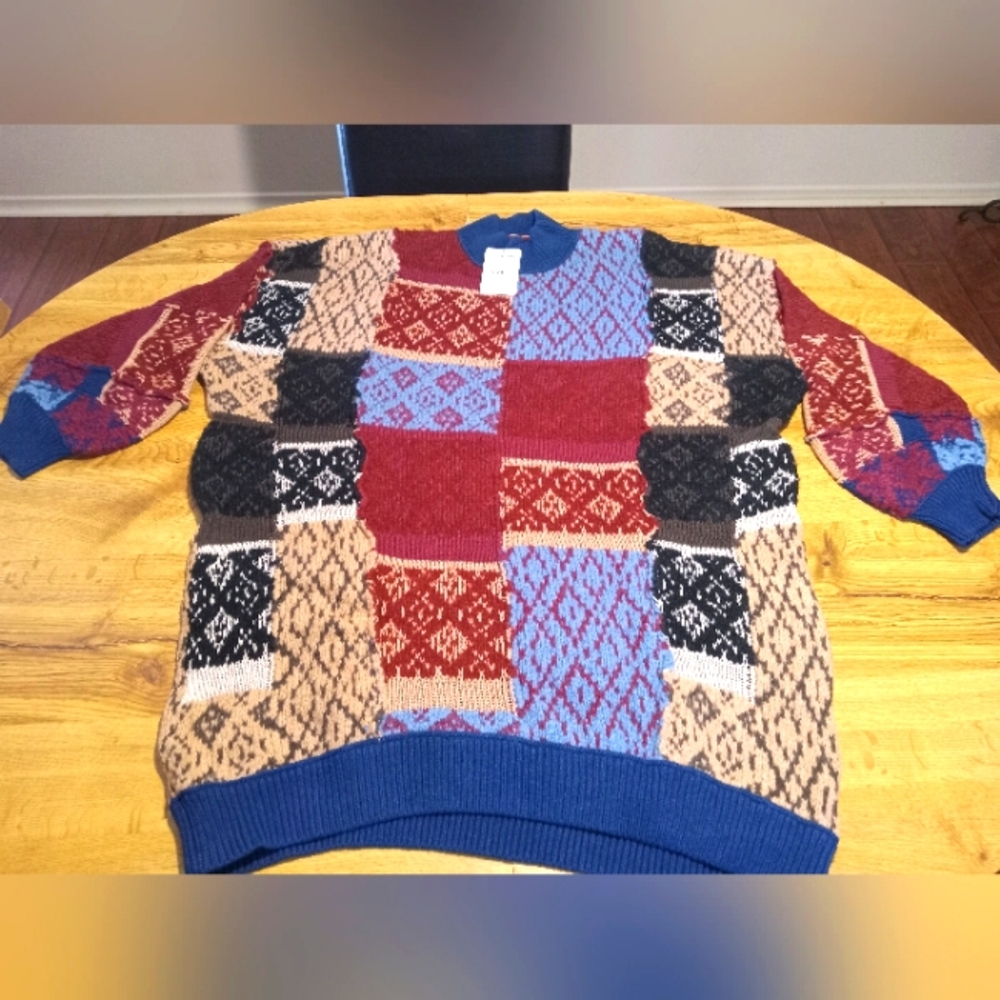 Most of All Patched Argyle Sweater Dress Ivy League Combo